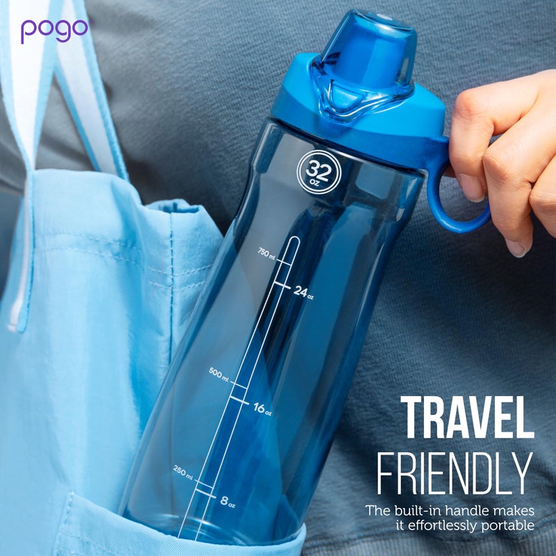 Pogo BPA-Free Tritan Plastic Water Bottle with Soft Straw Lid, 18 Oz, Blue - Image 5